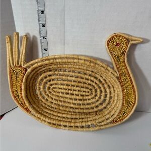 Chicken Basket or wall art woven wicker 8” x 10.5” x 6” approx Vintage